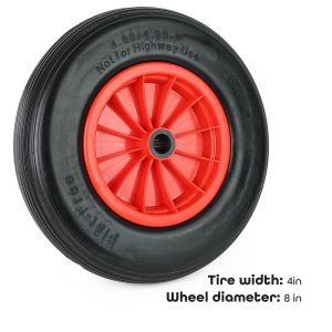 Nurture & Bloom Pneumatic Wheel Air Filled Tires 4.8/4-8" Heavy-duty Replacement Wheels For Wheelbarrows, Hand Truck, Utility Cart, Garden Cart, Buggies (Red)