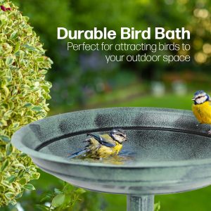 Nurture & Bloom Bird Bath for Garden Freestanding Birdbaths Wild Birds Baths Feeder Bowl Pedestal Birdbath for Outdoors Patio Yard & Lawn Décor (Light Green Classic Bird Bat)