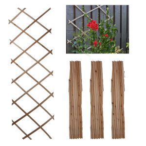Nurture & Bloom Wooden Trellis Expandable Garden Wall Trellis For Climbing Plants Decoration & Plants Partitioning (Pack Of 3) (180cm x 60cm) (Natural Wood)