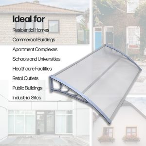 Nurture & Bloom Door Canopy Waterproof Front Door Canopy Garden Canopies Rain Awning Suitable for Door Porch cm, Outdoor cm, Roof cm, Patio (150 x 100 cm, Grey)