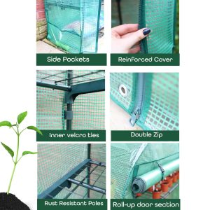 Nurture & Bloom Greenhouse Replacement Cover Heavy-Duty Covers for Garden Growhouse (Green, 4 Tier - 105L x 45W x 160H CM)