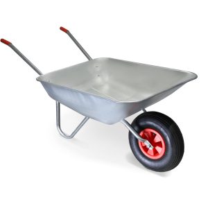 Nurture & Bloom Wheelbarrow Stainless Steel Galvanised Home Garden Trolley with Pneumatic Tyre Heavy Duty Hand Cart