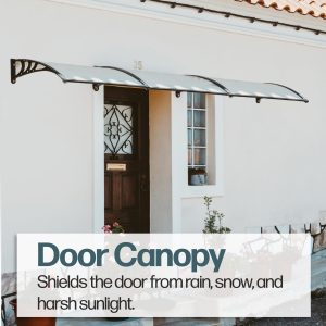 Nurture & Bloom Door Canopy Waterproof Front Door Canopy Garden Canopies Rain Awning Suitable for Door Porch cm, Outdoor cm, Roof cm, Patio (270 x 100 cm, Black)