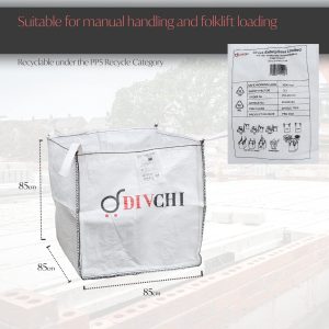 Nurture & Bloom 1 Pack FIBC Bulk Builders Bag Garden Waste Heavy Duty Industrial Woven Material Dumpy Jumbo 1 Tonne Sacks with Handle