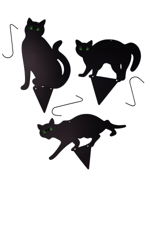 Nurture & Bloom 3Pack Black Cat Silhouette for Garden - Cats Scarer with Marble Eyes - Harmless Bird Deterrent, Fox Repellent, Rodent Repeller - Decorative, Weatherproof, Silent, Ecological