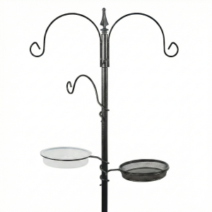 Nurture & Bloom Bird Feeder With 2 Dishes, Bird Feeders Hanging Station, Bird Feeder Pole, Bird Feeding Station, Metal Bird Feeder Stand, Bird Feeders For Small Birds Garden Decorations
