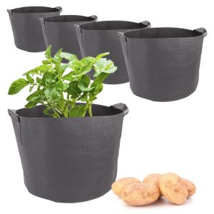 Nurture & Bloom Vegetable Grow Bags,5 Pack Plant Grow Bags Breathable Garden Growing Bag Planting Tomato Fabric Pots Garden Planter Container with Strap Handles for Home,Potato,Carrot Planter Bags 10 Gallon