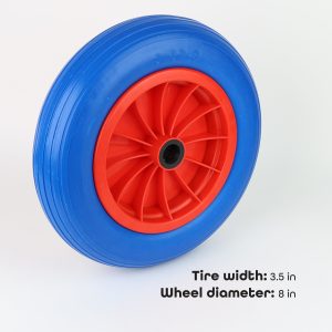 Nurture & Bloom Pneumatic Wheel Air Filled Tires 3.5-8" Heavy-duty Replacement Wheels For Wheelbarrows, Hand Truck, Utility Cart, Garden Cart, Buggies (Blue)