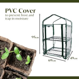Nurture & Bloom Greenhouse Replacement Cover Heavy-Duty Covers for Garden Growhouse (Clear, 2 Tier - 69L x 49W x 95H CM)