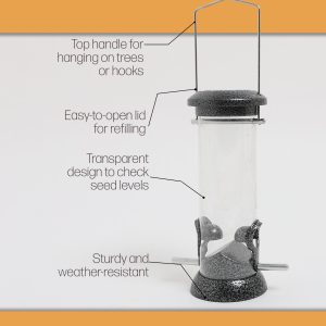 Nurture & Bloom Bird Feeder Niger Seed Birdfeeder Heavy Duty Hanging Feeders Birdfeeder For Garden Wild Birds (Medium)