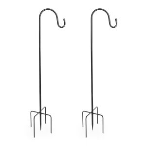 Nurture & Bloom Shepherds Crook Hooks, 2 Pack 198.5cm Adjustable Height Shepherds Hooks with 5 Prong Base, Heavy Duty Garden Border Hook for Lanterns Birdfeeder Mason Jars Lights Weddings Plant Baskets