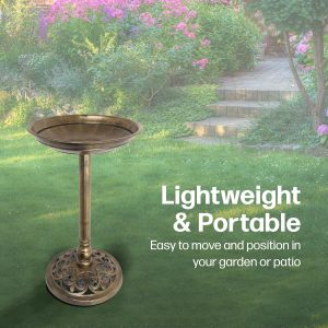 Nurture & Bloom Bird Bath for Garden Freestanding Birdbaths Wild Birds Baths Feeder Bowl Pedestal Birdbath for Outdoors Patio Yard & Lawn Décor (Bronze Classic Bird Bath)