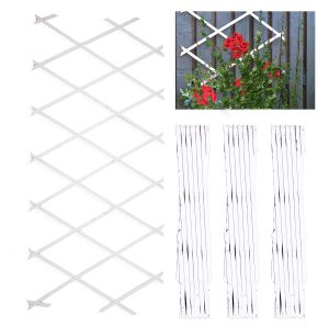 Nurture & Bloom Wooden Trellis Expandable Garden Wall Trellis For Climbing Plants Decoration & Plants Partitioning (Pack Of 3) (180cm x 30cm) (White)