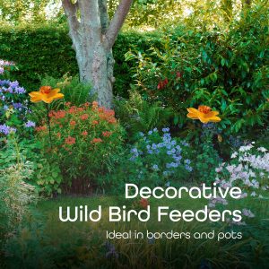 Nurture & Bloom Bird Feeders Free Standing Flower Birds Feeding Station | Garden | Outdoor | Pole | Decorative | Wild Bird | Seed | Nut | Water | Bowl | Bath | Dish (Pack of 2) (Yellow)