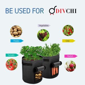 Nurture & Bloom Potato Grow Bags, 2 Pack 10 Gallon Plant Growing Bags Window Flap, Handles for Potato Tomato Carrot Onion Flower Fruit