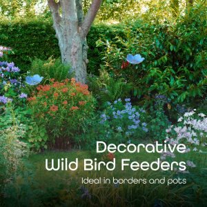 Nurture & Bloom Bird Feeders Free Standing Flower Birds Feeding Station | Garden | Outdoor | Pole | Decorative | Wild Bird | Seed | Nut | Water | Bowl | Bath | Dish (Pack of 2) (Blue)