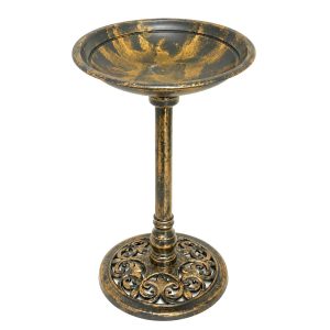 Stone Effect Bird Bath Gold