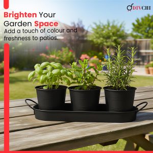 Black Flower Pots (STN275)