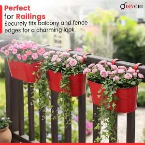 Red 4 Pack Hanging Planters (STM535)