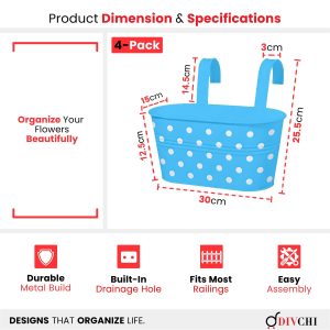 Blue 4 Pack Dotted Planters (STM580)