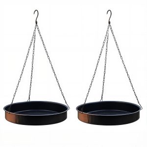 2 Pcs Black Hanging Bird Feeder Tray