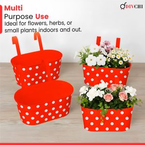 Red 4 Pack Dotted Planters (STM580)